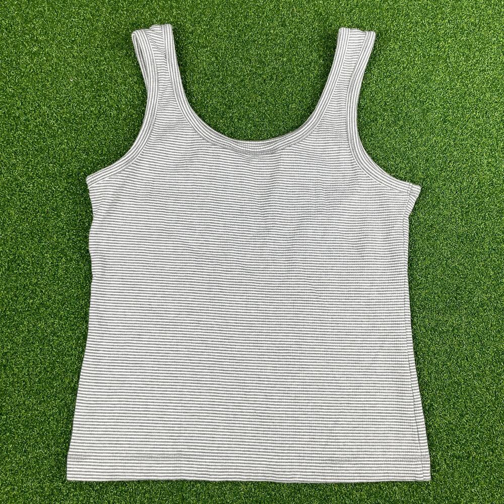 Vintage Y2K Athletic Works Gray & White Sporty Scoop Neck Baby Tank Sz L